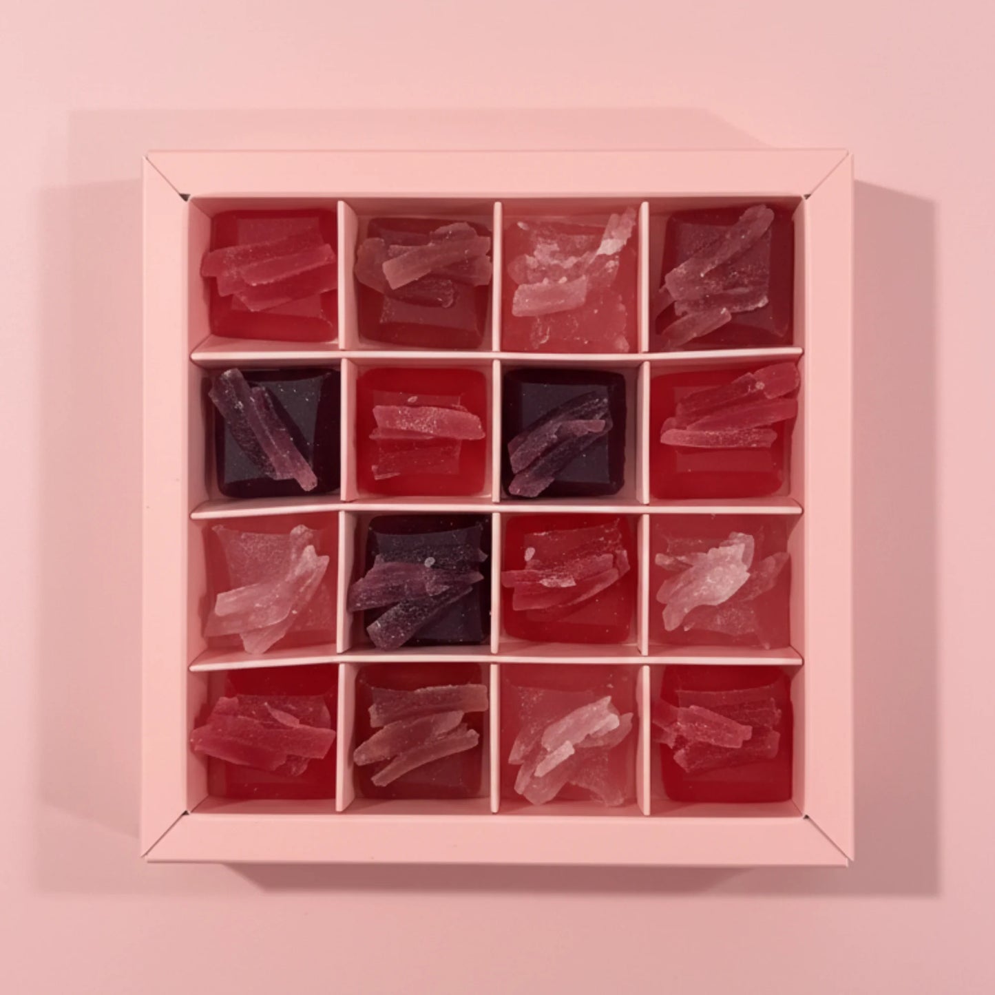 Mini Box of 4 edible crystals with Red Fruits