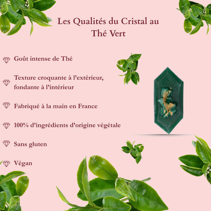 Edible crystal with green and mint tea